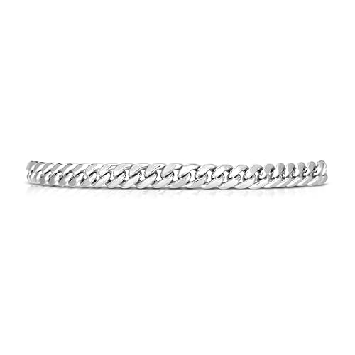 Floreo 14k White Gold 6mm Classic Miami Cuban Link Chain Bracelet, 7.25 Inch