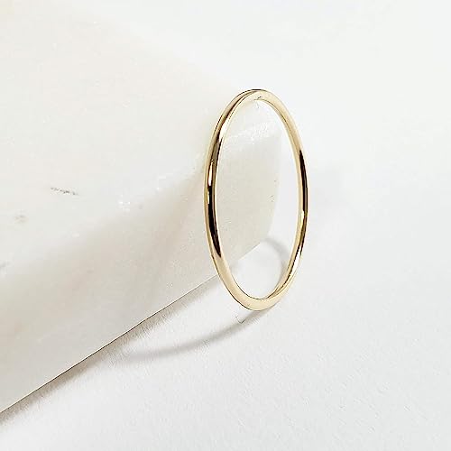 Solid 14k Gold Thin Stacking Ring (yellow-gold, 7)