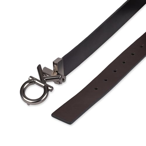 Calvin Klein Men's Two-in-One Reversible CK Plaque Logo Dress Belt