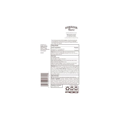 Hawaiian Tropic Weightless Hydration Sunscreen Stick SPF 60+, 0.5 Oz
