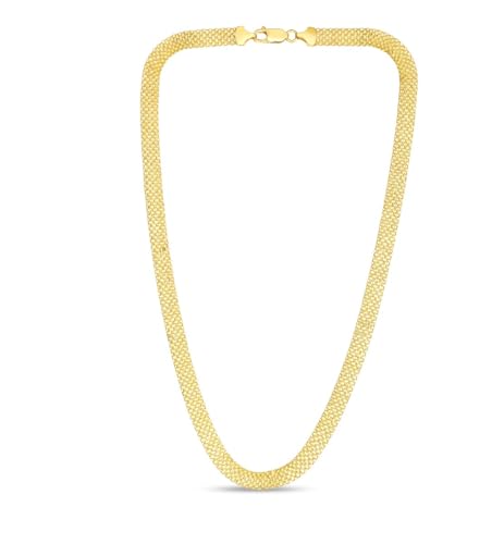Floreo 14k Yellow Gold 7mm Bismark Chain Necklace 16 Inch
