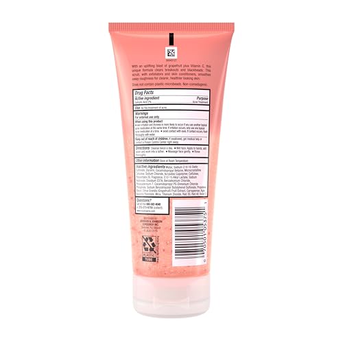 Neutrogena Oil-Free Acne Wash Pink Grapefruit Face Scrub with 2% Salicylic Acid & Vitamin C, Gentle Exfoliating Foaming Cleanser for Acne-Prone Skin, 6.7 fl. oz