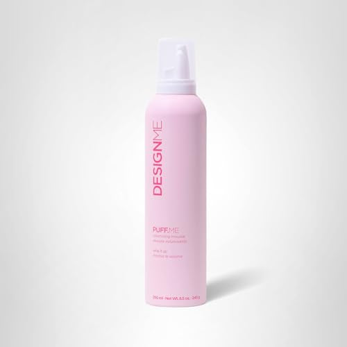 Design.Me PUFF.ME Hair Volumizing Mousse | Lightweight & Flexible Hold Mousse for Curls, Waves, or Straight Hair | Sulfate & Paraben-Free Volumizer for Fine Strands with Vitamins B5 & E, 250mL