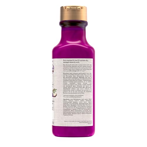 Maui Moisture Heal & Hydrate + Shea Butter Shampoo to Repair & Deeply Moisturize Tight Curly Hair with Coconut & Macademia Oils, Vegan, Silicone, Paraben & Sulfate-Free, 13 fl oz