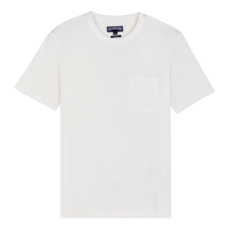 Vilebrequin Men Organic Cotton T-Shirt Solid, XS, Chalk