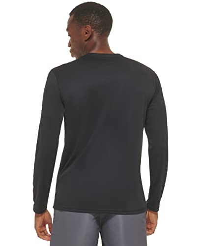 Calvin Klein Men's Standard Light Weight Quick Dry Long Sleeve 40+ UPF Protection Active Top, Black, Large
