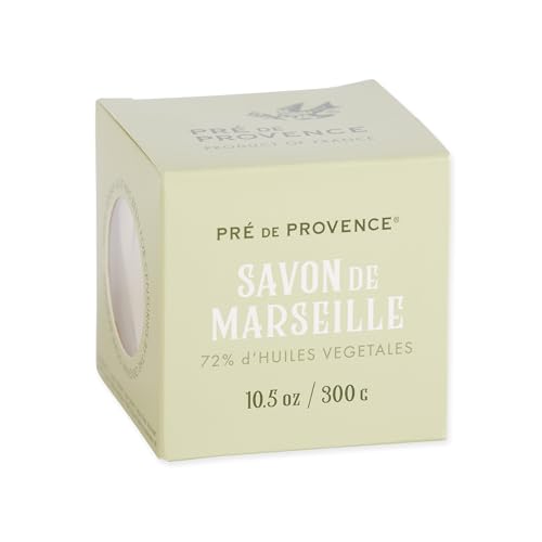 Pre de Provence Marseille Olive Oil Soap Cube, Traditional French Clean Scent Multi-Purpose use on Hands, Body, Laundry or Dishes, Natural, 300 Gram