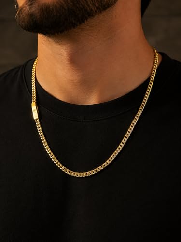 10K Yellow Gold Miami Cuban Link Chain Necklace for Men and Women, 7.5mm Italian Cuban Chain, 26 Inch