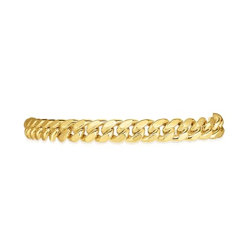 Floreo 14k Yellow Gold 6.6mm Semi-Lite Miami Cuban Chain Bracelet - 8.5 inch