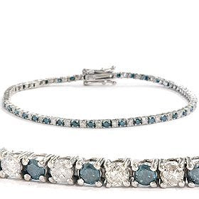 P3 POMPEII3 Pompeii 1 1/2ct Blue and White Diamond Tennis Bracelet 14K White Gold