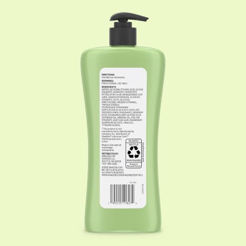 Amazon Essentials Hydrating Body Lotion with Aloe Vera, Hypoallergenic Formula for Daily Use, 20.3 Fl Oz