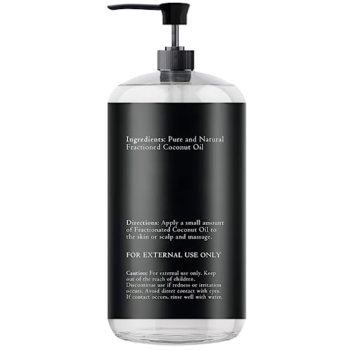 Fractionated Coconut Oil- Lightweight, Non‑Greasy Skin & Massage Oil for Soft, Silky Feel – 100% Natural, A Very Long-Lasting Glide, Fast‑Absorbing Personal Care Oil, No Scent, 16.9 Fl Oz (500ML)