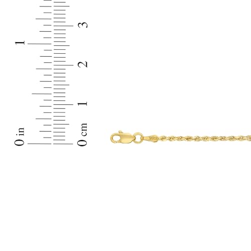Floreo 10k Yellow Gold 3mm Diamond Cut Lite Rope Chain Bracelet or Anklet 7 Inch