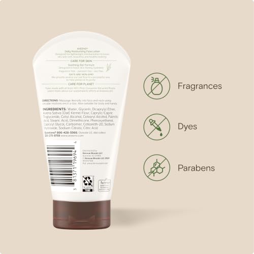 Aveeno Daily Moisturizing Face Lotion, Fragrance-Free, 5 oz
