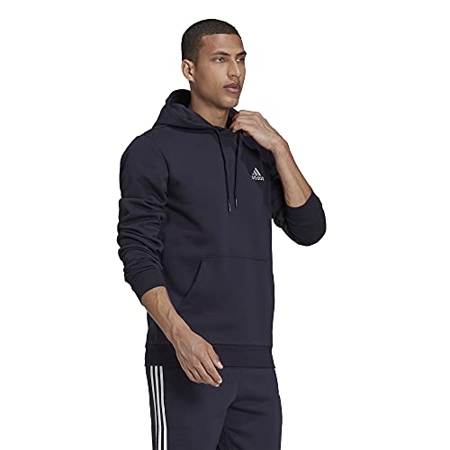 adidas Men's Essentials Fleece Hoodie, Legend Ink/White, Large
