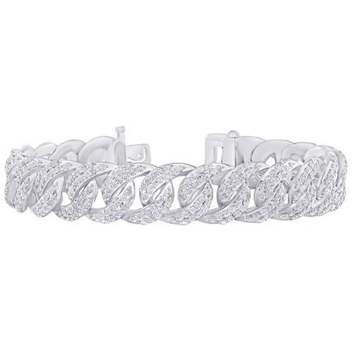2 Carat (ctw) 14K Yellow Gold LAB GROWN Two Rows Cuban Link Diamond Bracelet For Men (Color D-E Clarity VS1-VS2)