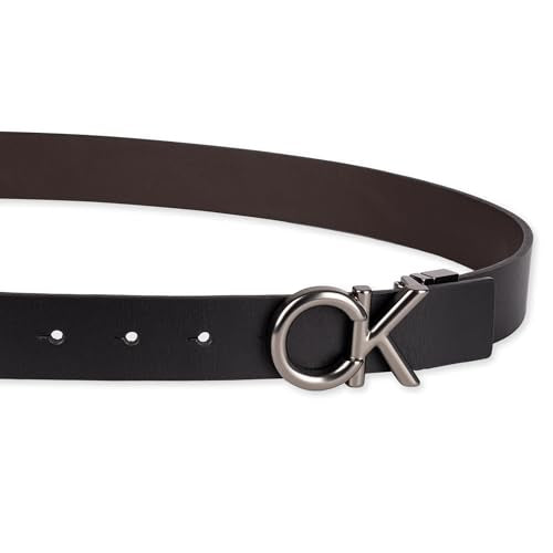 Calvin Klein Men's Two-in-One Reversible CK Plaque Logo Dress Belt