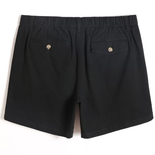 maamgic Men's Classic-fit 5.5" Cotton Casual Shorts Elastic Waistband with Multi-Pocket Daily Wear Walking Summer Outfit Black 34