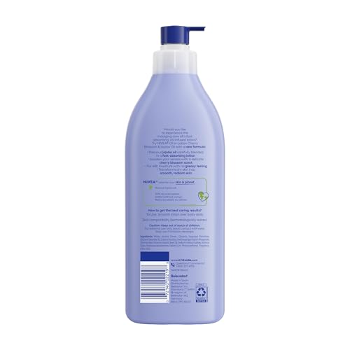 NIVEA Oil Infused Cherry Blossom and Jojoba Oil Body Lotion for Women, Fast-Absorbing and Non-Greasy Cherry Blossom Scented Lotion Moisturizes for 48 Hours, 16.9 Fl Oz Pump Bottle