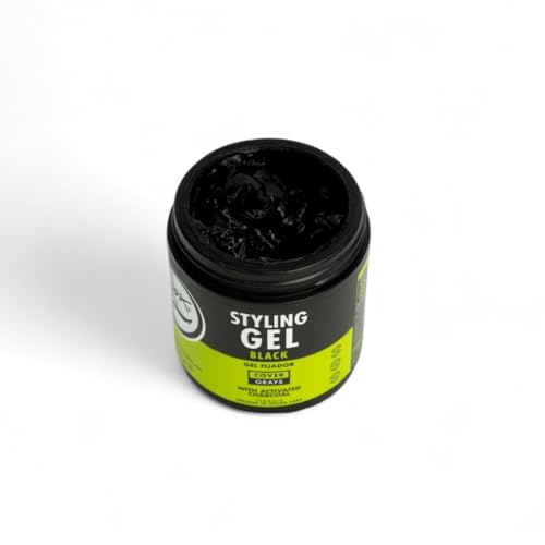 Rolda Black Styling Hair Gel - Medium To Strong Hold With Medium Shine For a Wet Slicked Back Look With All Day Hold - Activated Black Charcoal Covers Grey Hair Instantly 35.2oz