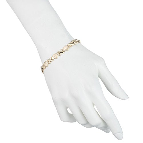 Floreo 10k Yellow Gold Stampato Xoxo X & Heart Chain Bracelet, 7 Inch
