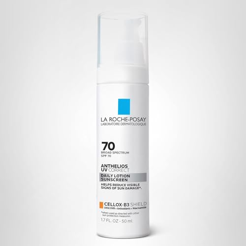 La Roche-Posay Anthelios UV Correct Sunscreen Moisturizer SPF 70, Daily Anti-Aging Face Moisturizer with Niacinamide to Even Skin Tone & Fine Lines, Sun Protection for Sensitive Skin