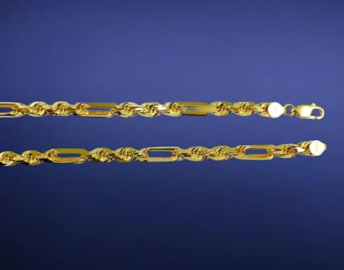 14K Yellow Gold SOLID Milano Figaro Rope Necklace Bracelet Chain Men Women Jewelry 7.5g | 2.5mm | 16 Inches | MADE IN ITALY