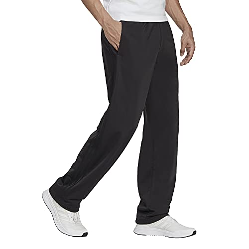 adidas Men's Essentials Warm-up Open Hem 3-stripes Tracksuit Bottoms, Black/Black, Large