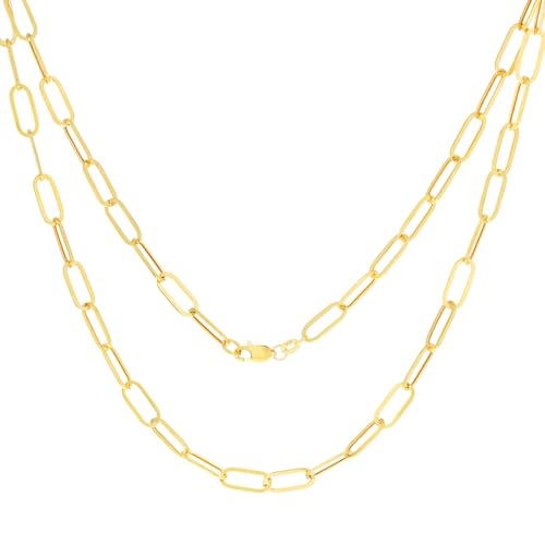 Nuragold 10k Real Yellow Gold 6mm Paperclip Chain Cable Link Necklace - 16"
