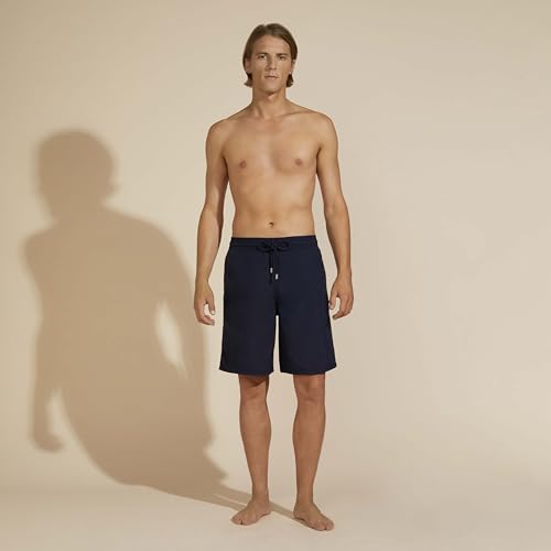 Vilebrequin Men Long Swim Trunks Solid, L, Navy Blue