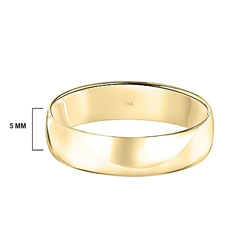 Brilliant Expressions Men’s or Women's 14K Yellow Gold 5MM Classic Plain Simple Wedding Band, Size 6.5