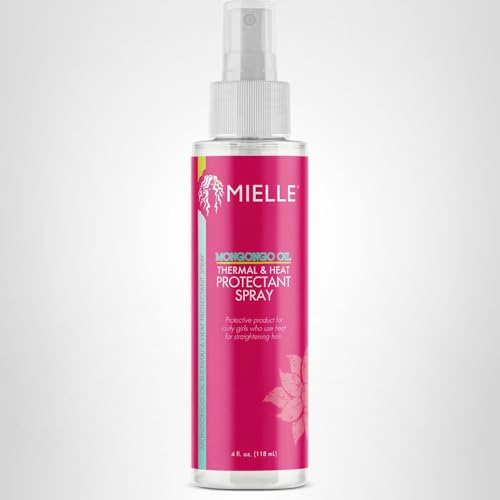 Mielle Organics Mongongo Oil Thermal & Heat Protectant Spray, Protects Hair from Heat Damage, Intense Heat Defense, Curl Pattern Protection, Safe for All Hair Types, 4 Ounce
