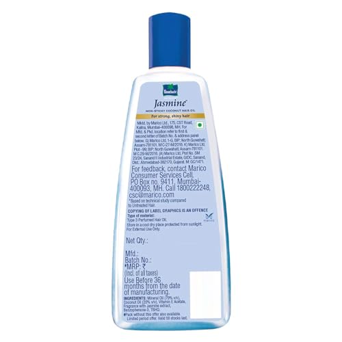 Parachute Advansed Jasmine Enriched Coconut Hair Oil with Vitamin-E | For Scalp Nourishment| Stronger, Softer, Silkier Hair | Indian Hair Oil | All Hair Types| 10.1 Fl.oz