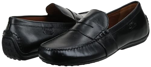 POLO RALPH LAUREN Men's Reynold Driver Loafer, Black, 10.5 M US