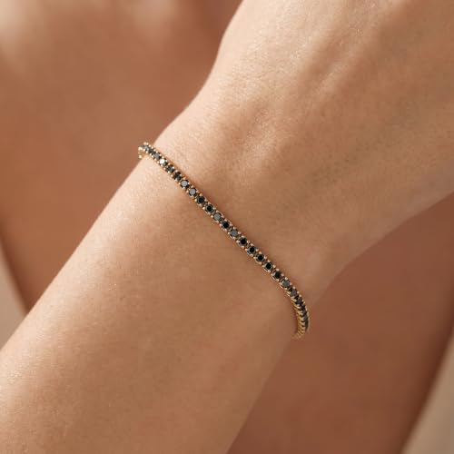 Pompeii 1 3/4 Ct TW Black Diamond Tennis Bracelet 14k Yellow Gold 7"
