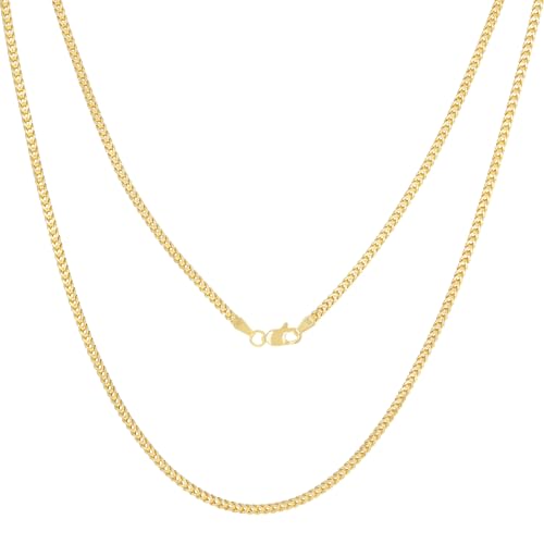 Nuragold 10K Real Yellow Gold 2.5mm Franco Square Box Wheat Chain Necklace - 22"