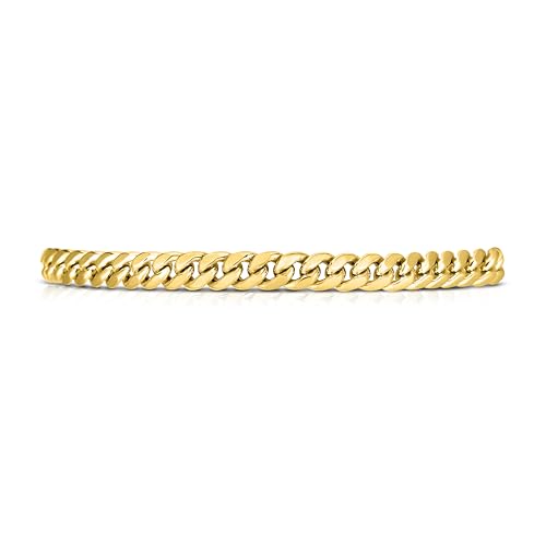 Floreo 14k Yellow Gold 6mm Classic Miami Cuban Link Chain Bracelet, 7.25 Inch