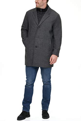 Dockers Men's Henry Wool Blend Top Coat (Regular and Big & Tall Sizes) , Charcoal Herringbone, X-Large