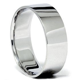 P3 POMPEII3 Pompeii Mens 14K White Gold 7mm Flat Wedding Ring Band - Size 9