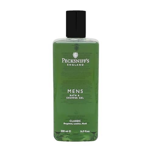 Pecksniff's Men's Luxurious Moisturizing Bath & Shower Gel | Luxury Shower Fougere Scent with Bergamot, Leather, Lavender | Mens Shower Gel | Invigorating Classic Scent, 500ml