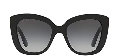 Gucci Men's Casual Rectangular Sunglasses, Black-Black-Grey, 57