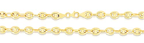Floreo 14K Yellow Gold 6.8mm Puff Anchor Mariner Chain Necklace, 18 inch