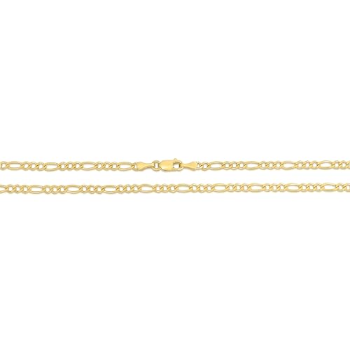 Floreo 14k Yellow Gold 3mm Solid Figaro Chain Link Necklace 18 Inch