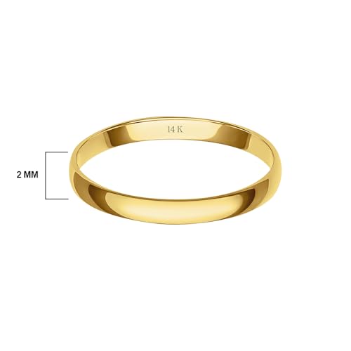Brilliant Expressions Women's 2MM Solid Gold Rings – Classic, Lightweight 14K Yellow Gold Jewelry; Durable Plain Wedding Band for Women; Comfortable, Well-Polished Womens Wedding Bands, Size 5