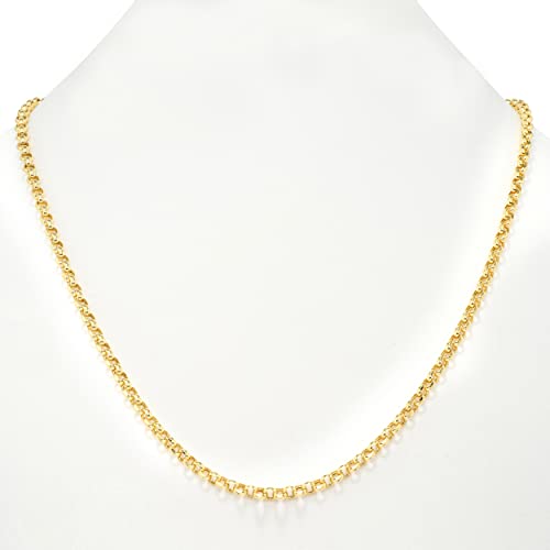 Nuragold 10k Real Yellow Gold Cable 4mm Rolo Circle LInk Chain Necklace - 18"