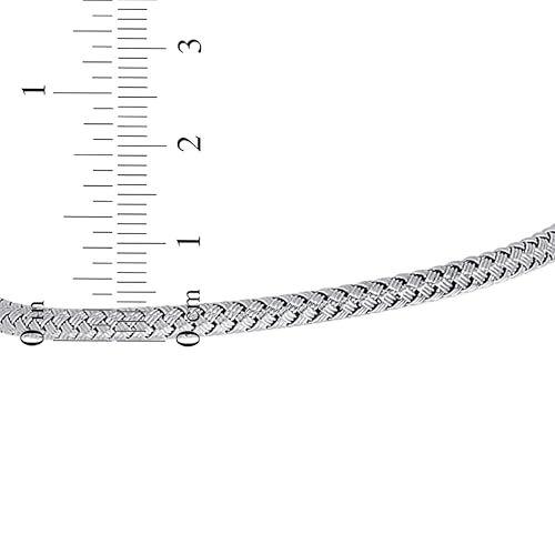 Floreo 14k White Gold 3.4mm Slim Weaved Bangle Bracelet, 7.25 Inch