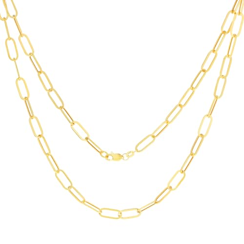 Nuragold 14k Real Yellow Gold 6mm Paperclip Chain Cable Link Necklace - 16"