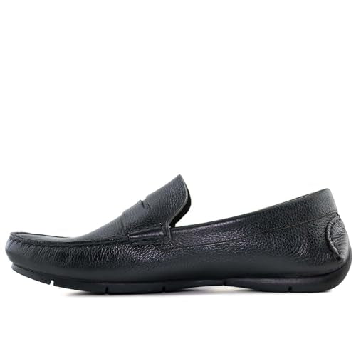 Marc Joseph New York Mens Loafers Casual Slip On Shoes Leather Penny Loafers for Men Lightweight Comfortable Classic Fashion Driving Moccasins Dress Driving Loafer Black Grainy 9.5