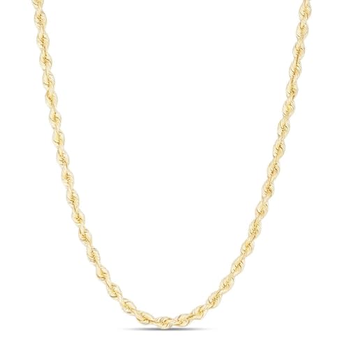 Floreo 14k Yellow Gold 3.7mm Solid Spiral Silk Rope Chain Necklace 20 Inch