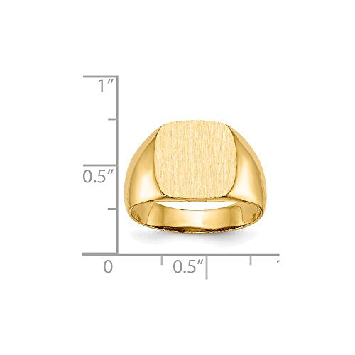 Size - 7.25 - Solid 14k Yellow Gold Men's Signet Engravable Plate Ring (4 to 12.7mm)